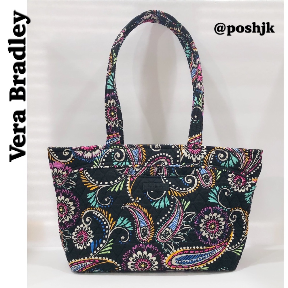 Vera Bradley Handbag Purse Shoulder Bag Black Colorful Paisley Like New